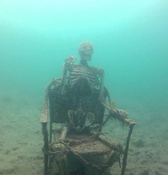 skeleton underwater meme